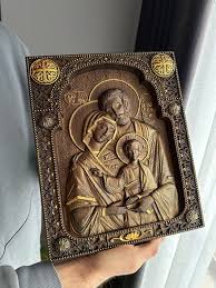 Holy Family Wooden Carved Wall Plaque