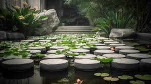 Zen Garden With A Cascading Waterfall