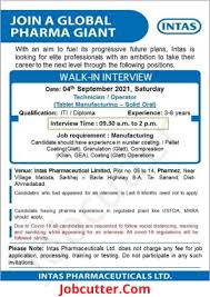 recruitment 2021 for intas pharmaceuticals