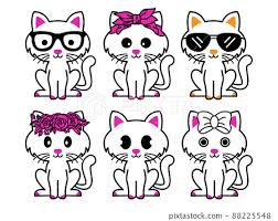 Cute Cat Icon Pink Cat Icon On White