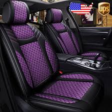 Us Purple 5 Seater Car Pu Leather Flax
