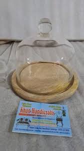 Clear Wooden Glass Dome With Base For