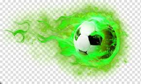 Soccer Ball With Green Flames Flame