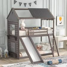 Jasmoder Twin Over Twin Bunk Bed Wood