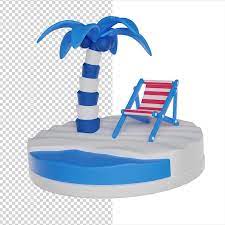 Beach Palm With Chair 3d Render Icon