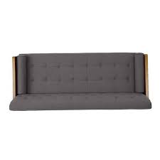 Noble House Orlando Mid Century Modern Tufted Fabric Sofa Gray