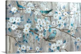 Teal Birds Wall Art Canvas Prints