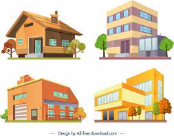 Building Architecture Icons Colored