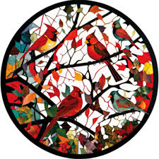 Stained Glass Style Cardinal Bird Ai