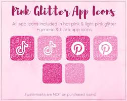 Pink Glitter App Icons Hot Pink Glitter