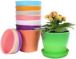 8pcs 14cm Colorful Plastic Flower Pots