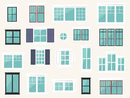 Plastic Windows Types In Flat Style Vector