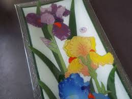 Peggy Karr Fused Art Glass Iris Flowers