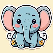 Cute Baby Elephant Hand Drawn Cartoon