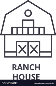 Ranch House Line Icon Outline Sign