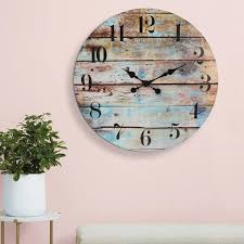 Stonebriar 23 Multicolor Og Round Farmhouse Battery Operated Wall Clock