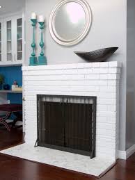 White Painted Brick Fireplace With