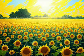 Summer With Sunflower Field Anime Art