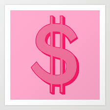 Pink Dollar Sign Symbol Preppy