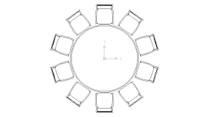 Autocad Drawing Large Round Table With