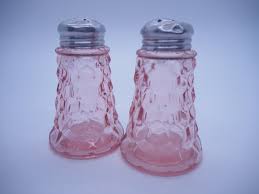 Vintage Jeanette Pink Glass Salt And