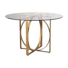 Gold Geometric Base Round Glass Table