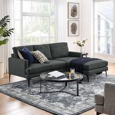 Right Facing Fabric Sectional Sofa