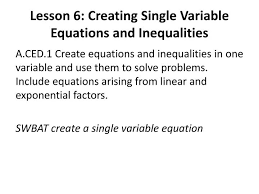 Creating Single Variable Equations And