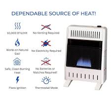 Procom 10 000 Btu Natural Gas Ventless Blue Flame Gas Wall Heater With Base Feet T Stat Control White