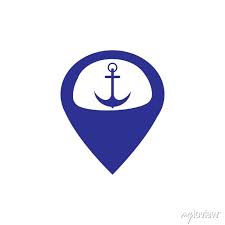 Map Pointer With Symbol Anchor And Sea
