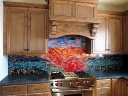 Glass Mosaic Sunset Mural Kitchen