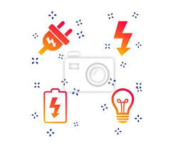 Electric Plug Icon Lamp Bulb And