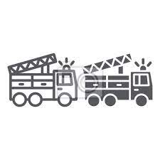 Fire Truck Line And Glyph Icon