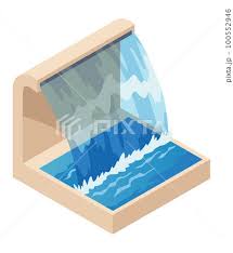 Isometric Fountain Icon For Outdoor