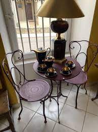 Mauve Wrought Iron Garden Table And