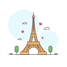 Cute Adorable Cartoon Romantic Eiffel