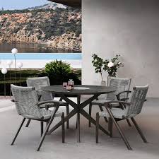 Dark Eucalyptus And Concrete Dining Set