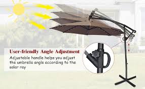 Solar Powered Led Patio Offset Umbrella