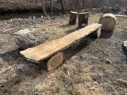 Outdoor Wooden Bench Live Edge Natural