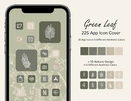225 App Icon Cover Green Leaf Aesthetic