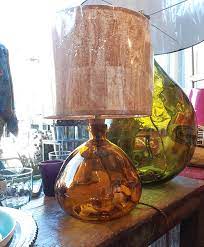 Recycled Glass Lamp Base 29cm Amber