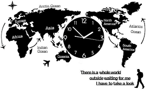 Map Wall Clocks Modern Design 3d