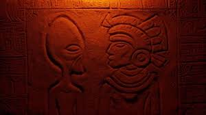 Fire Lights Alien And Aztec Man In Wall