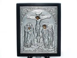 Crucifixion Icon Silver 3d Relif