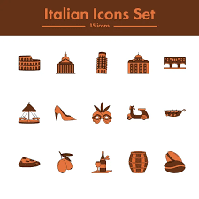 Italian Icon Flat Design Stock Vector