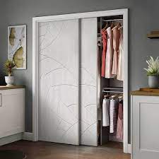Calhome 48 In X 84 In Hollow Core White Stained Solid Wood Interior Double Sliding Closet Doors