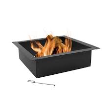 Sunnydaze Outdoor Heavy Duty Steel Portable Above Ground Or In Ground Square Fire Pit Liner Ring 30 Black