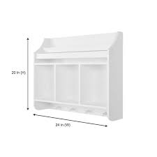 Stylewell Kids Tiered White Wood Wall Bookshelf With Hooks