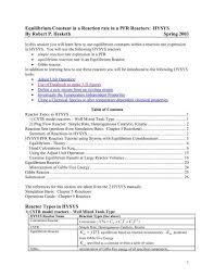 Conversion Reactors Hysys Rowan