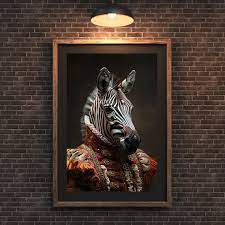 Zebra Portrait Wall Art Print Animal
